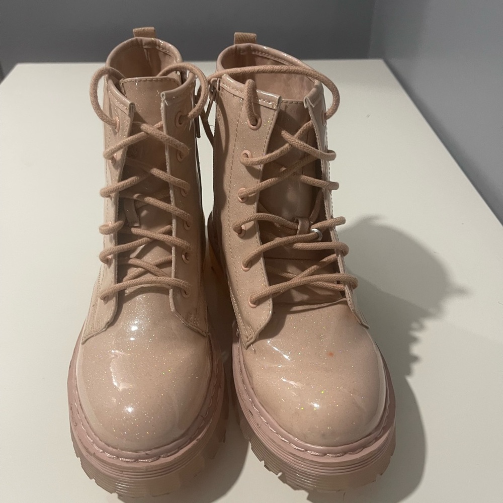 Steve Madden Girls Dynasti Pink Shimmer Boots